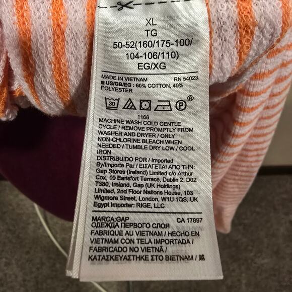 Women's Love by Gap Orange Striped Terry Knit Hoodie | Size XL - Picture 9 of 9